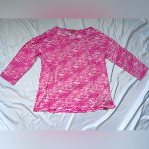 Betsey Johnson Performance Pink Burnout‎ 3/4 Sleeve Top Women's Size Small M